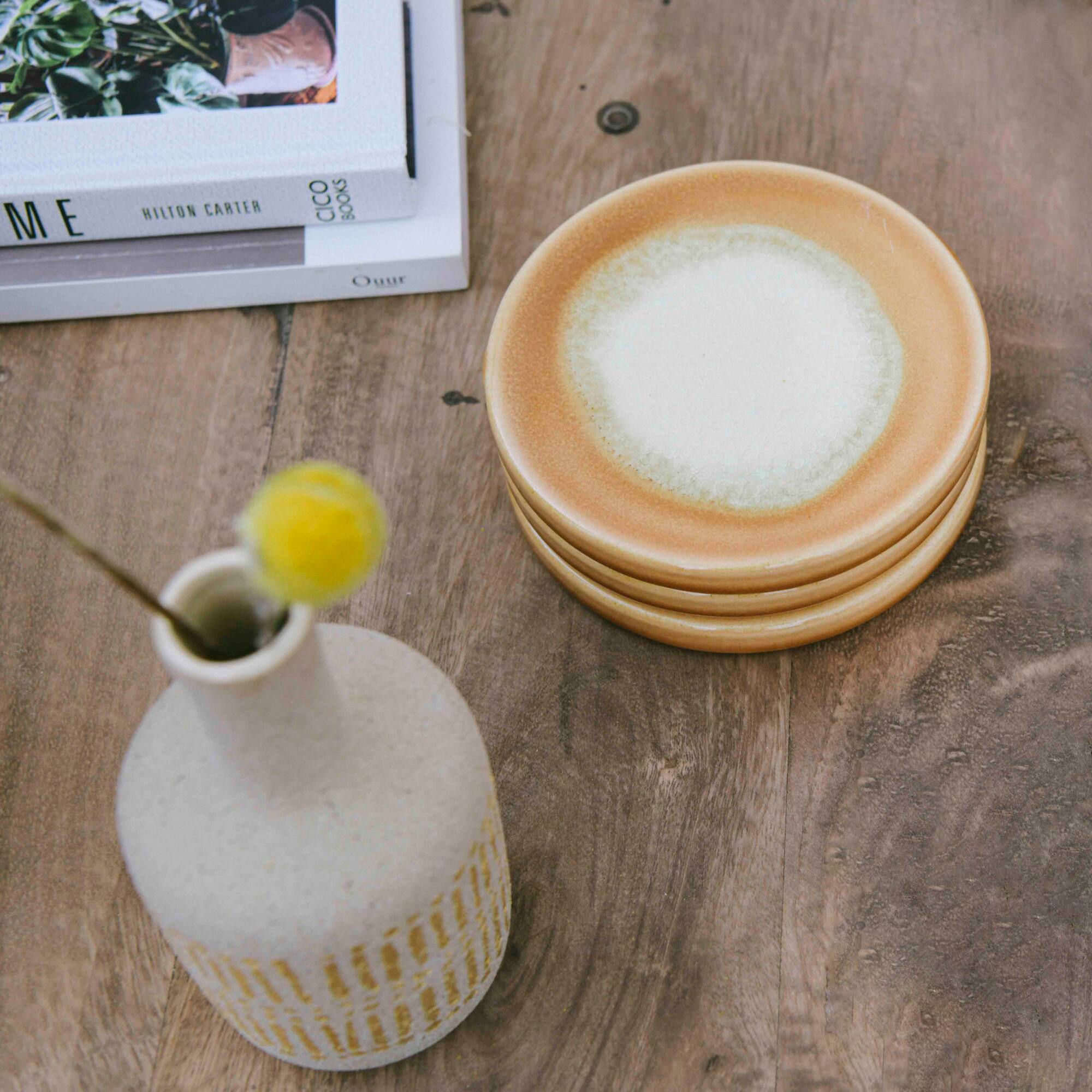 Hello Honey® Reactive Glaze Stoneware Coasters Set